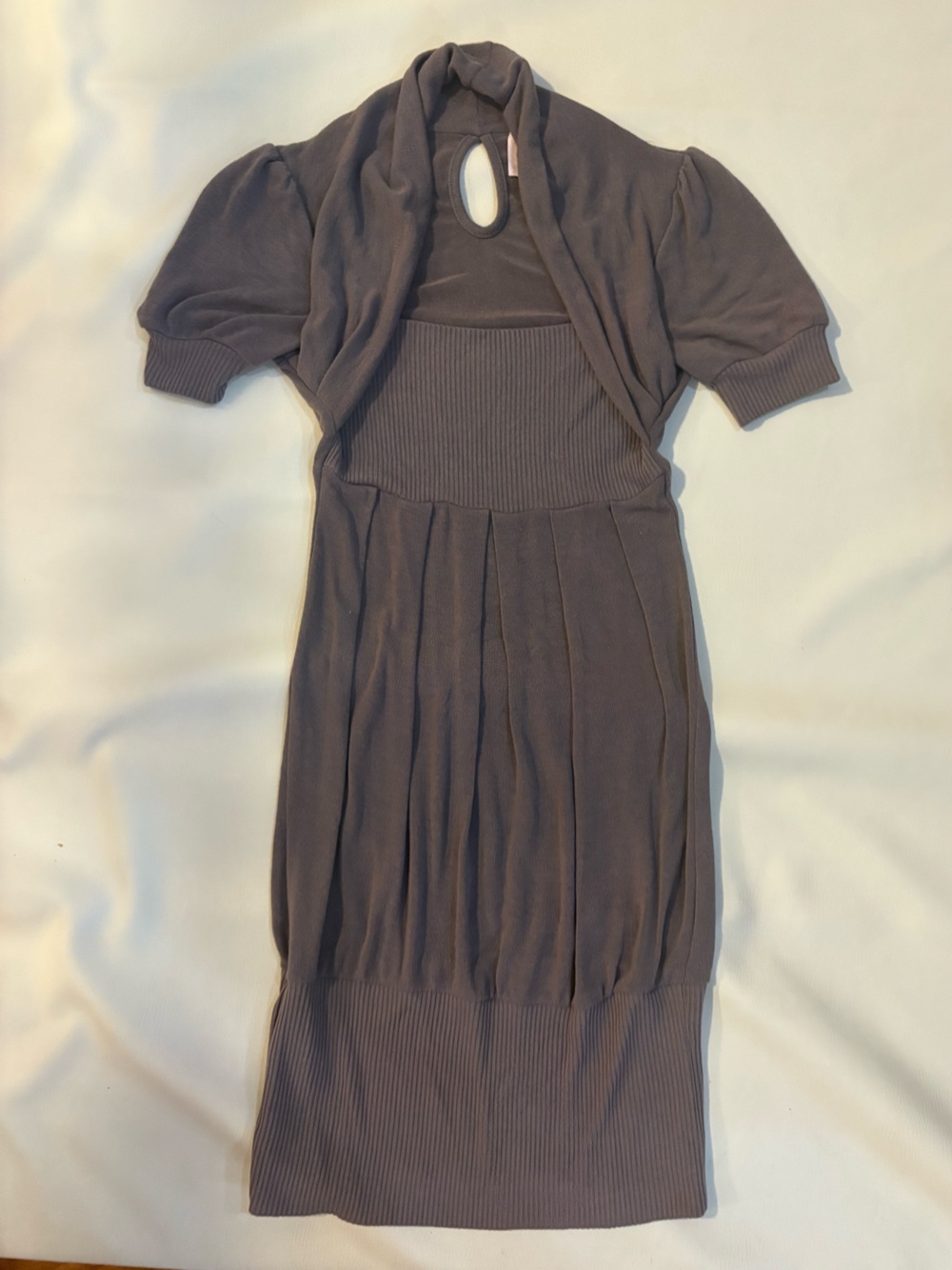 Women’s Ribbed Waist Short Sleeve sweater Dress - Maude color